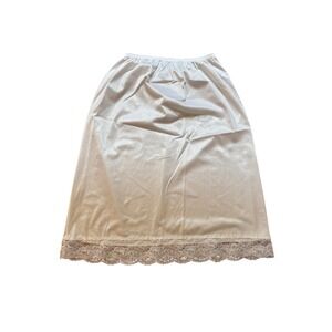 Fortune Half Slip Women White Vintage Lace‎ Trim Elastic Waist SIZE Medium